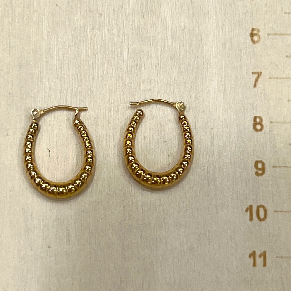 14kt gold puffy bead Hoop Earrings